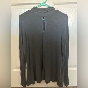 Grey long sleeve mock neck top
